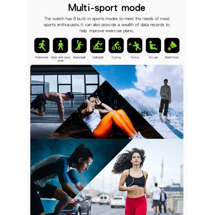 GT20 1.69 inch TFT Screen IP67 Waterproof Smart Watch, Support Music Control / Bluetooth Call / Heart Rate Monitoring / Blood Pressure Monitoring, Style:Silicone Strap(Black) by bashfashion