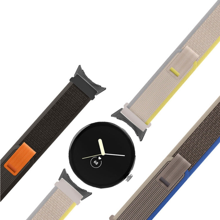 For Google Pixel Watch Loop Black Connector Nylon Watch Band(Blue) by bashfashion