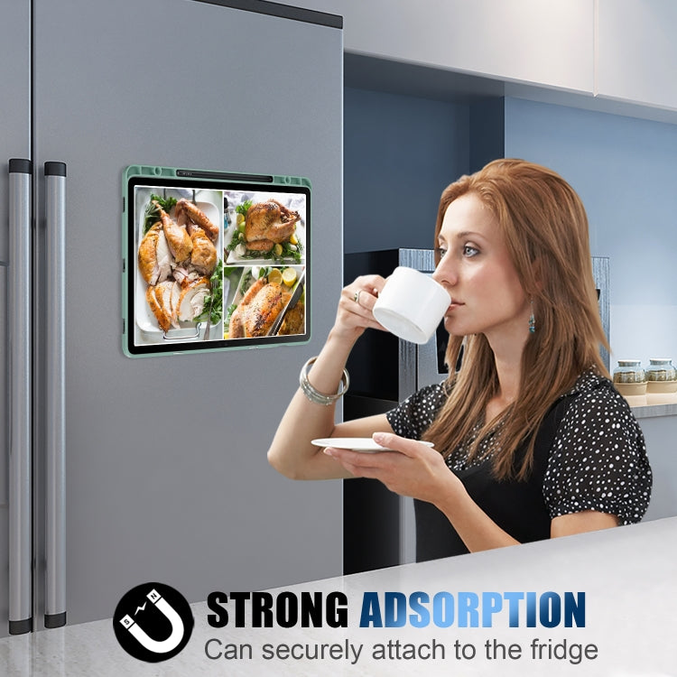 For Samsung Galaxy Tab S9+ Cloth Texture Multi-folding Horizontal Flip Leather Tablet Case(Dark Green) by bashfashion