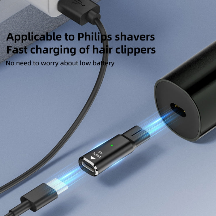Shaver / Clipper Charging Adapter for Philips, Interface:Type-C to 5V Oval(Grey) by bashfashion