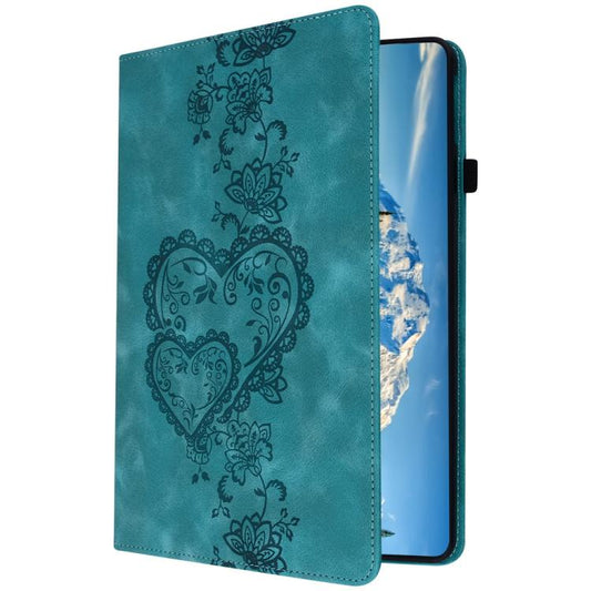 For Samsung Galaxy Tab S10+ / S9+ / S8+ Love Hearts Embossed Leather Tablet Case(Green) by bashfashion