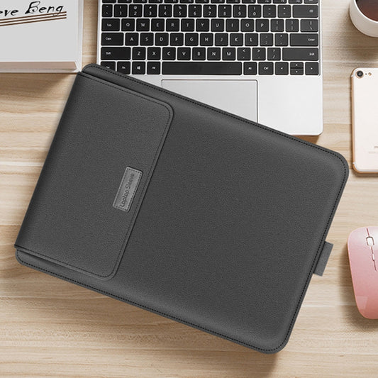 4 in 1 Universal Waterproof PU Leather Laptop Liner Bag with Handle & Stand & Pen Holder + 2 Winders + Mouse Bag + Charger Bag Set for 11/12 inch laptops(Grey) by bashfashion