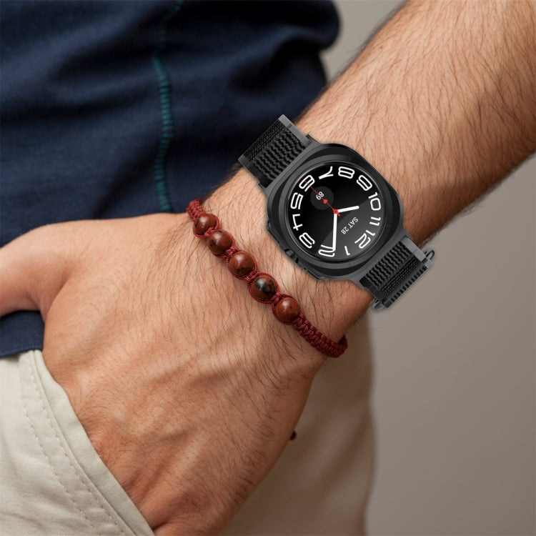 For Samsung Galaxy Watch Ultra 47mm Hook and Loop Fastener Loop Nylon Watch Band(Black+Gray) by bashfashion