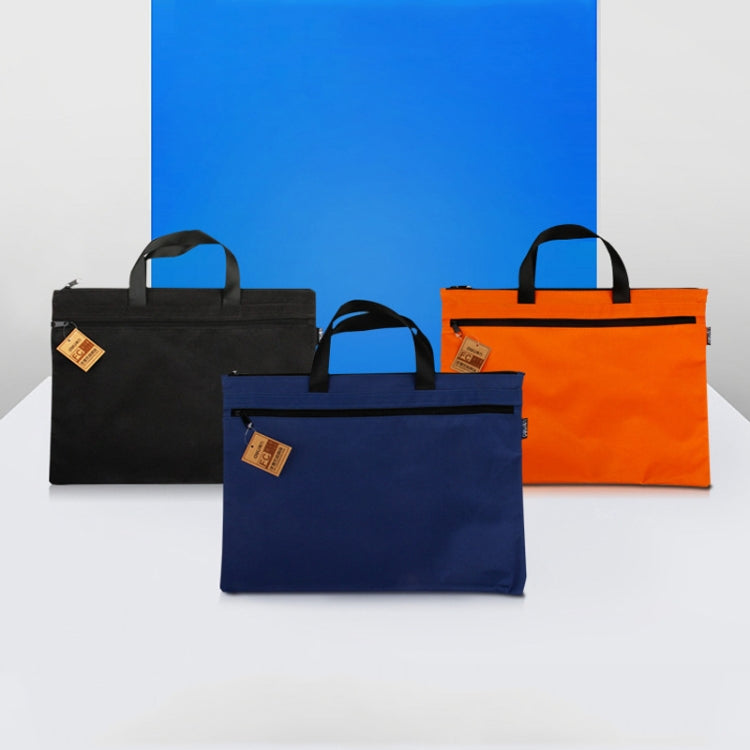 Deli 5840 Portable Canvas Zipper File Bag Double Simple Storage Bag(Black) by Deli