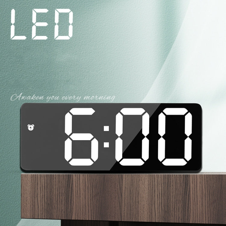 Mirror Bedside Alarm Clock Battery Plug-In Dual-Purpose LED Clock, Colour: Arc-shaped Black Shell (Black Surface Green Light) by bashfashion