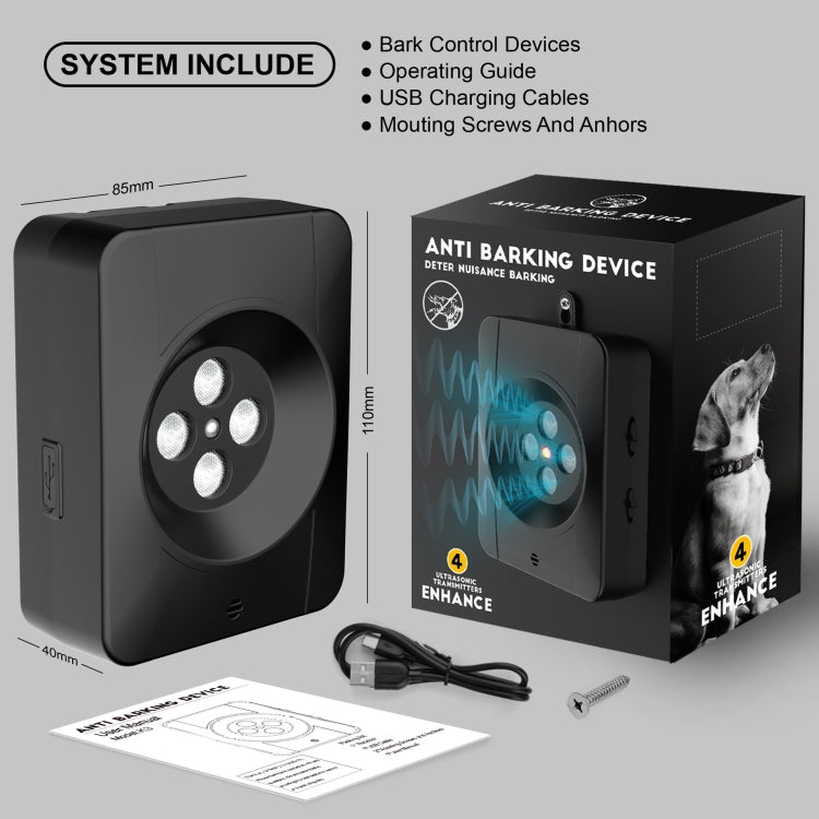 Anti Barking Device for Dogs With 4 Enhanced Ultrasonic Transmitter 3 Adjustable Levels(Black) by bashfashion