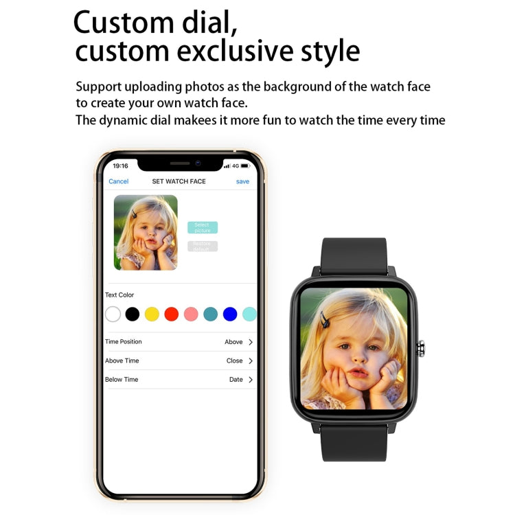 P6 1.54 inch TFT Color Screen IP68 Waterproof Smart Bracket, Support Bluetooth Call / Sleep Monitoring / Heart Rate Monitoring(Black) by bashfashion