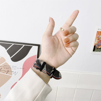 Three Lines Canvas Watch Band For Apple Watch Series 7 41mm / 6 & SE & 5 & 4 40mm / 3 & 2 & 1 38mm(Black) by bashfashion