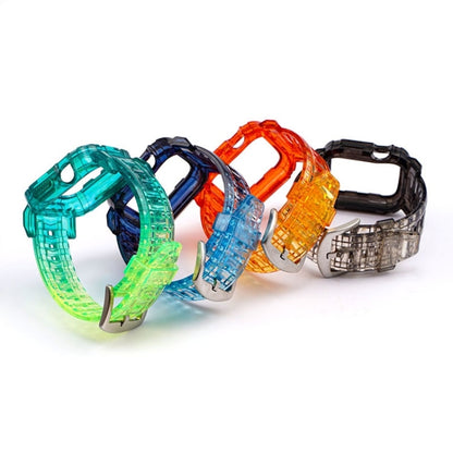 Gradient TPU Integrated Case Strap For Apple Watch Series 9 / 8 / 7 45mm / 6 / 5 / 4 / Watch SE 44mm / Watch 42mm(Blue And Green Horizontal. - Silver Buckle) by bashfashion