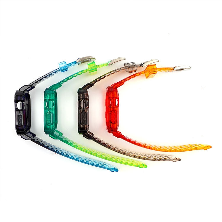 Gradient TPU Integrated Case Strap For Apple Watch Series 9 / 8 / 7 45mm / 6 / 5 / 4 / Watch SE 44mm / Watch 42mm(Turquoise - Silver Buckle) by bashfashion