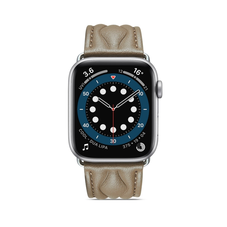 Hyperbolic Wave Leather Strap For Apple Watch Series 8&7 41mm / SE 2&6&SE&5&4 40mm / 3&2&1 38mm(Grey) by bashfashion