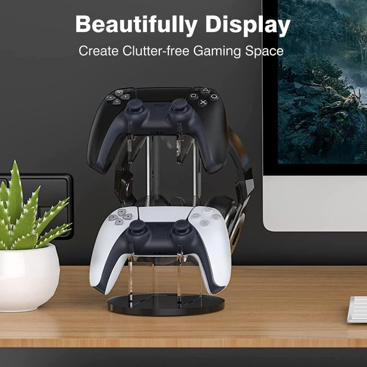 For PS4 / PS5 YX029 Headphone Gamepad Desktop Display Holder(Transparent+Black) by bashfashion