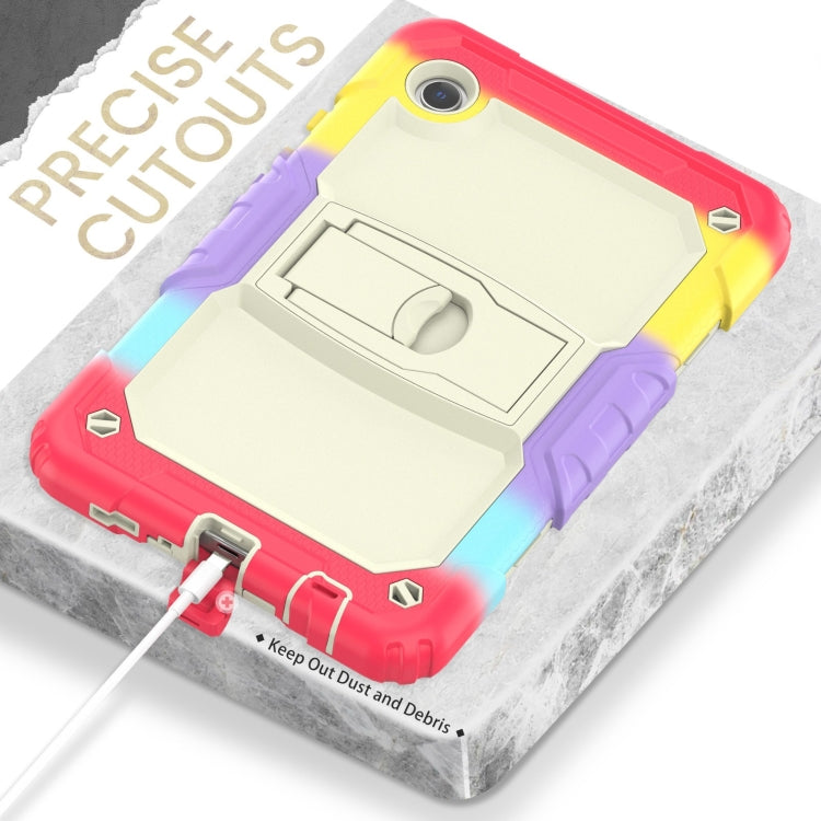 For Samsung Galaxy Tab A11 / A9 Silicone Hydric PC Tablet Case with Shoulder Strap & Holder(Colorful Red) by bashfashion