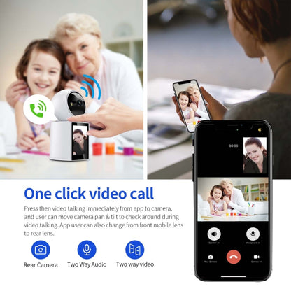 ESCAM QF104 One Click Video Call 3MP Indoor Humanoid Detection Audible Alarm Color Night Version Smart WiFi Camera, EU Plug by ESCAM