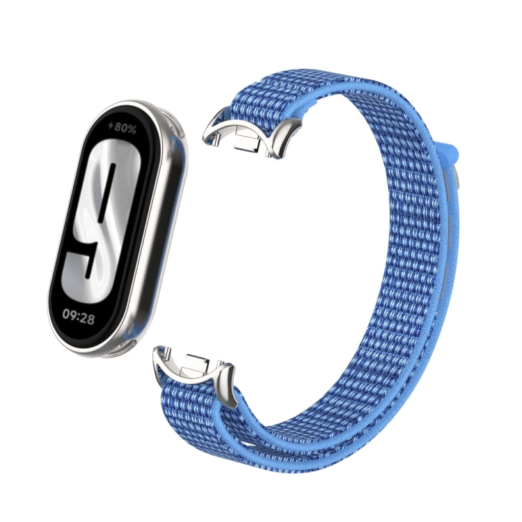 For Xiaomi Smart Band 9 / 8 Metal Connector + Loop Nylon Hook and Loop Fastener Watch Band(Cape Blue) by bashfashion