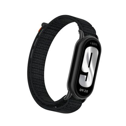 For Xiaomi Smart Band 9 / 8 Metal Connector + Loop Nylon Hook and Loop Fastener Watch Band(Reflective Black) by bashfashion