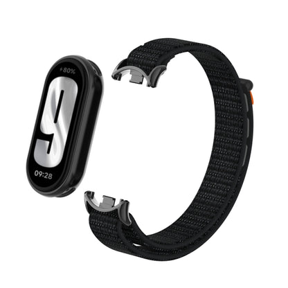 For Xiaomi Smart Band 9 / 8 Metal Connector + Loop Nylon Hook and Loop Fastener Watch Band(Reflective Black) by bashfashion