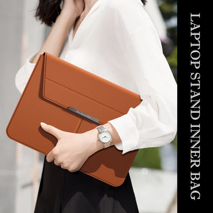 Multifunctional Laptop PU Magnetic Stand Split Liner Bag with Mouse Pad Function, Size:13-14 inch(Dark Blue) by bashfashion