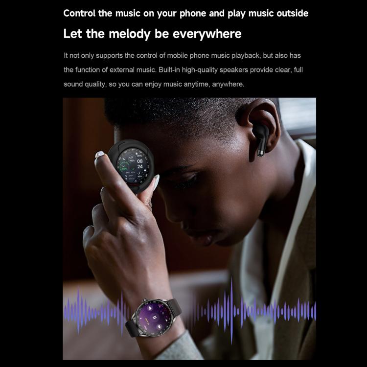 D9 1.46 inch 2 in 1 Bluetooth Earphone Smart Watch, Support Bluetooth Call / NFC / Heart Rate(Silver) by bashfashion