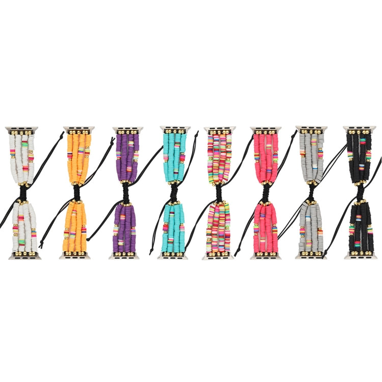 Bohemian Style Soft Ceramic Beaded Strap For Apple Series 7 45mm / 6 & SE & 5 & 4 44mm / 3 & 2 & 1 42mm(Yellow) by bashfashion