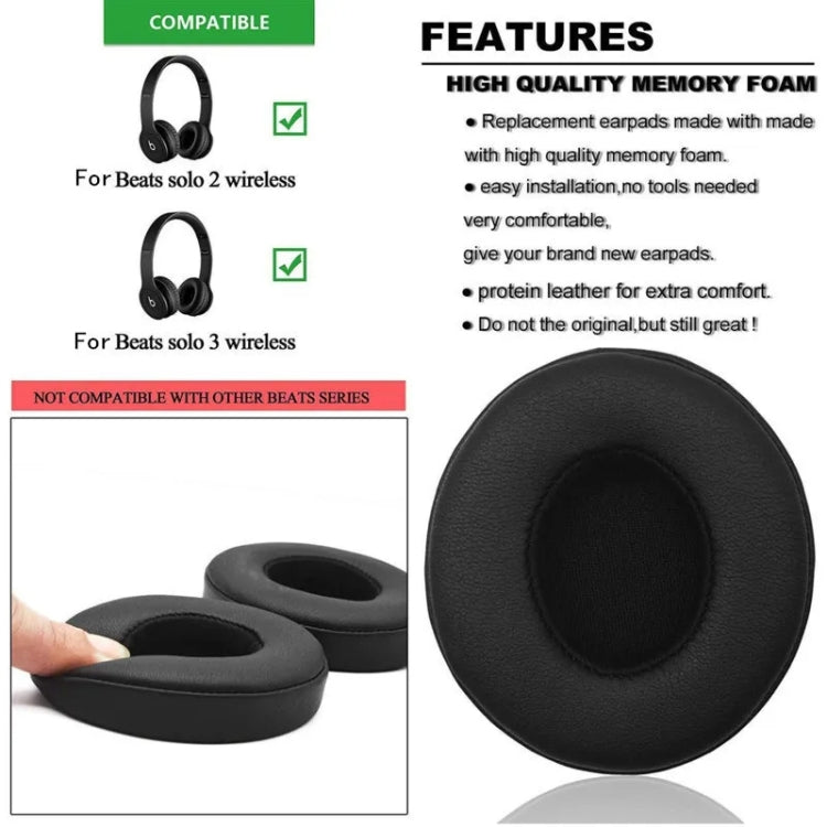 1 Pair Soft Sponge Earmuff Headphone Jacket for Beats Solo 2.0 / 3.0, Bluetooth Version(White) by bashfashion