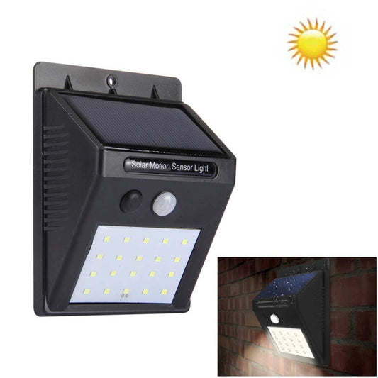 White Light Outdoor Solar Motion Sensor Light, 20 LED for Yard / Garden / Home / Driveway / Stairs / Outside Wall(Black) by bashfashion