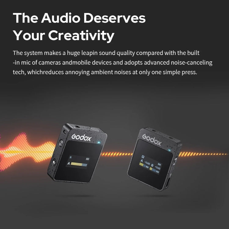 Godox MoveLink II M2 Wireless Lavalier Microphone System with 2 Transmitters and 1 Receiver for DSLR Cameras and Camcorders (Black) by Godox