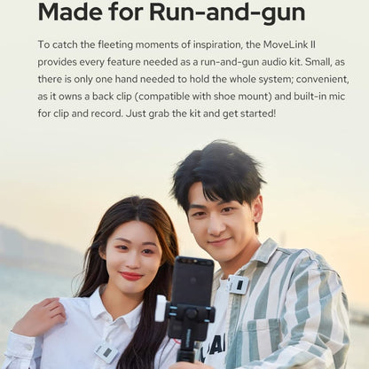 Godox MoveLink II M2 Wireless Lavalier Microphone System with 2 Transmitters and 1 Receiver for DSLR Cameras and Camcorders (Black) by Godox