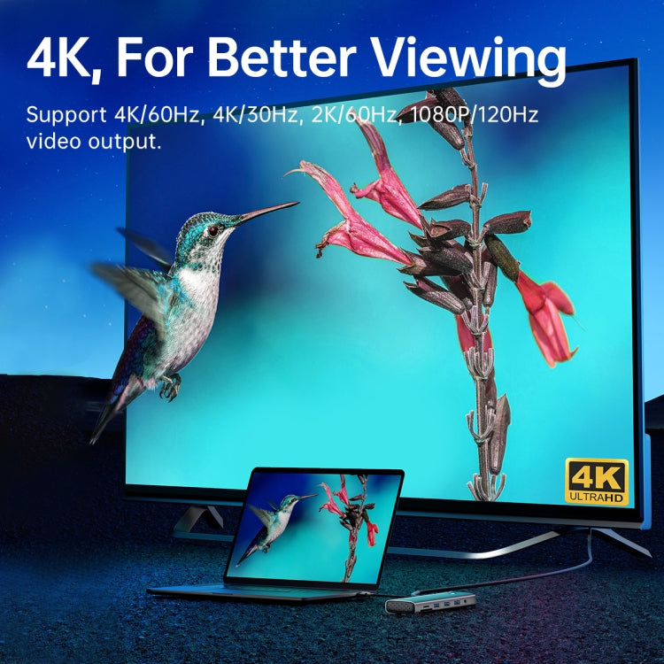 ORICO PW11-8PM Type-C / USB-C 8-in-1 5Gbps Multifunction Docking Station Card Reader (Silver) by ORICO