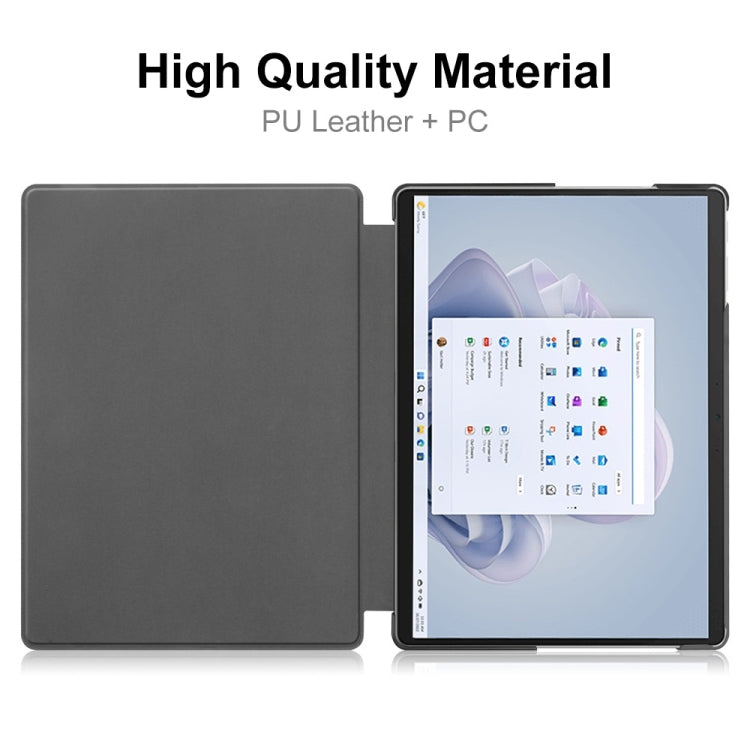 For Microsoft Surface Pro 9 JUNSUNMAY Custer Solid Color 3-Fold Stand Leather Tablet Case(Dark Green) by JUNSUNMAY