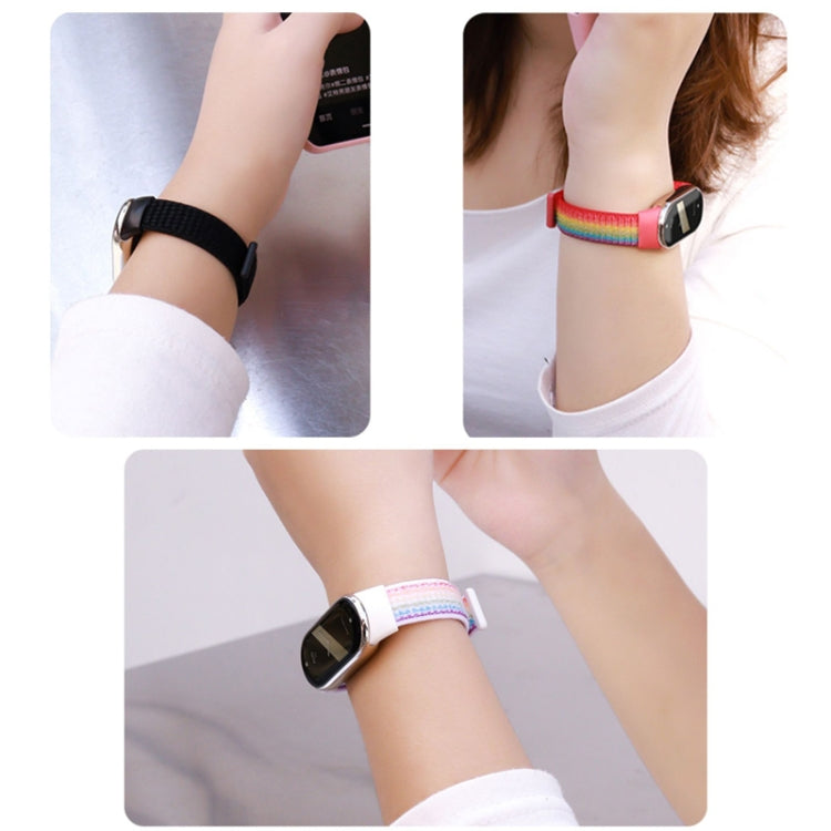 For Xiaomi Mi Band 8 ENKAY Hat-Prince 2 in 1 Set Full Coverage Screen Protector + Nylon Loop Watch Band(Blue+Yellow) by ENKAY