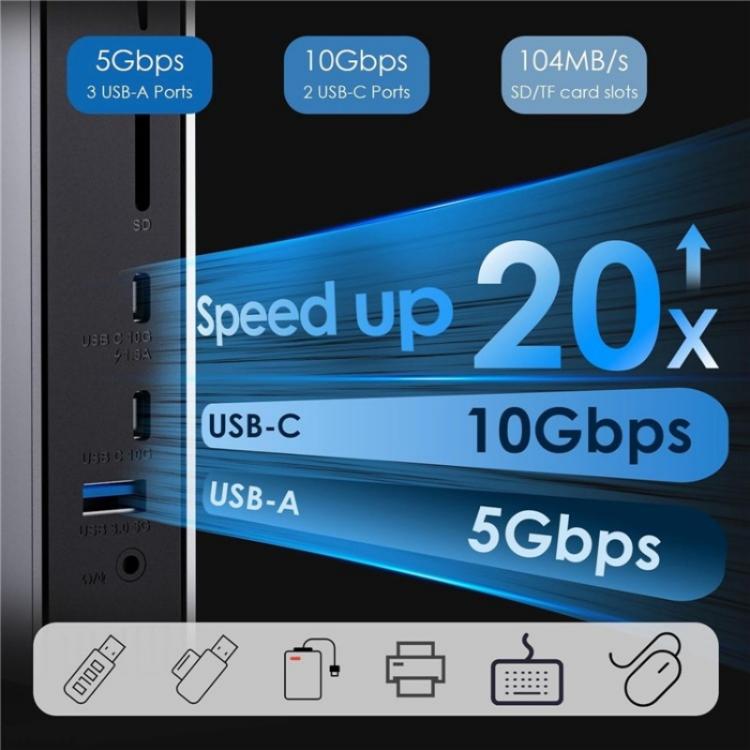 WAVLINK WL-UG69PD13Pro DisplayLink Docking Station 15 in 1 USB-C Hub for MacBook Laptop(UK Plug) by WAVLINK