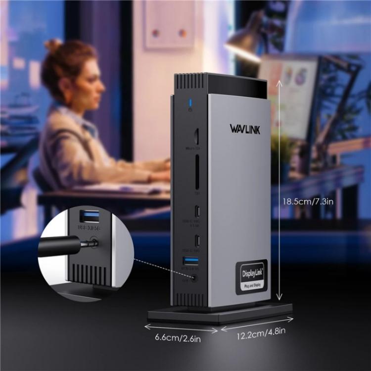 WAVLINK WL-UG69PD13Pro DisplayLink Docking Station 15 in 1 USB-C Hub for MacBook Laptop(UK Plug) by WAVLINK