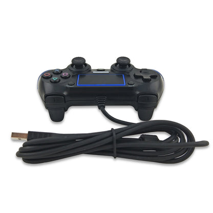 For PS4 Handle Wired Handle Cable Game Controller( Black Red) by bashfashion