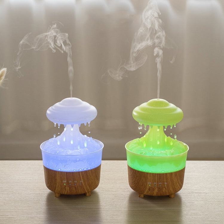 V50 Desktop Colorful Night Light Humidifier Wood Grain Water Drop Aroma Diffuser, Spec: UK Plug(Green) by bashfashion