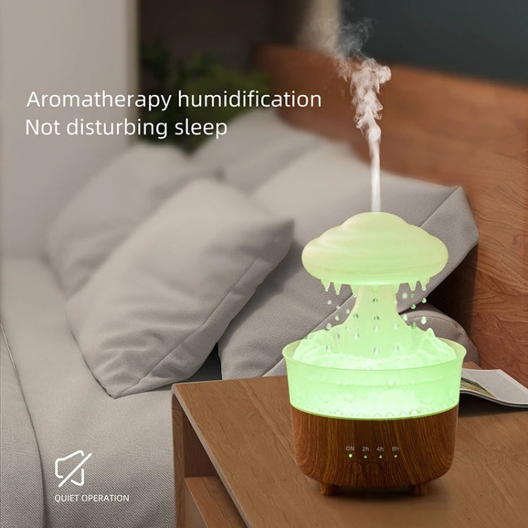 V50 Desktop Colorful Night Light Humidifier Wood Grain Water Drop Aroma Diffuser, Spec: US Plug(Green) by bashfashion