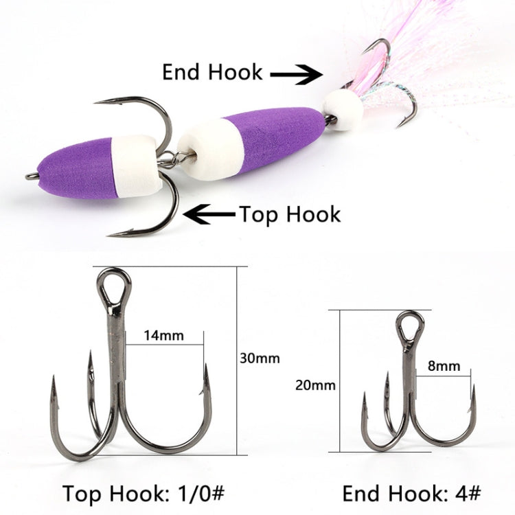 W.P.E PMG-M Foam Hook Soft Worm Bait Three Anchor Hook Fake Lures, Size: M(35) by W.P.E