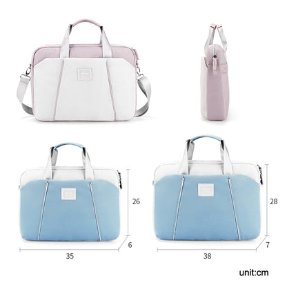 13.3-14 inch Computer Handheld Messenger Bag For Apple MacBook / Huawei / Xiaomi / Basne(Ladder hand gray+gray PU power package) by bashfashion