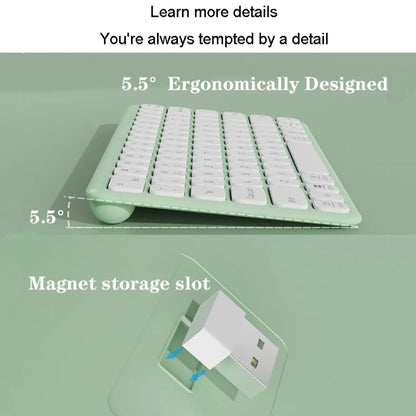 B087 2.4G Portable 78 Keys Dual Mode Wireless Bluetooth Keyboard And Mouse, Style: Keyboard Mouse Set Green by bashfashion