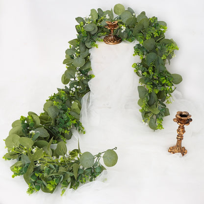 180cm Simulation Greenery Eucalyptus Ivy Leaf Rattan Hanging Fake Flower Decoration Rattan, Style: D Model by bashfashion