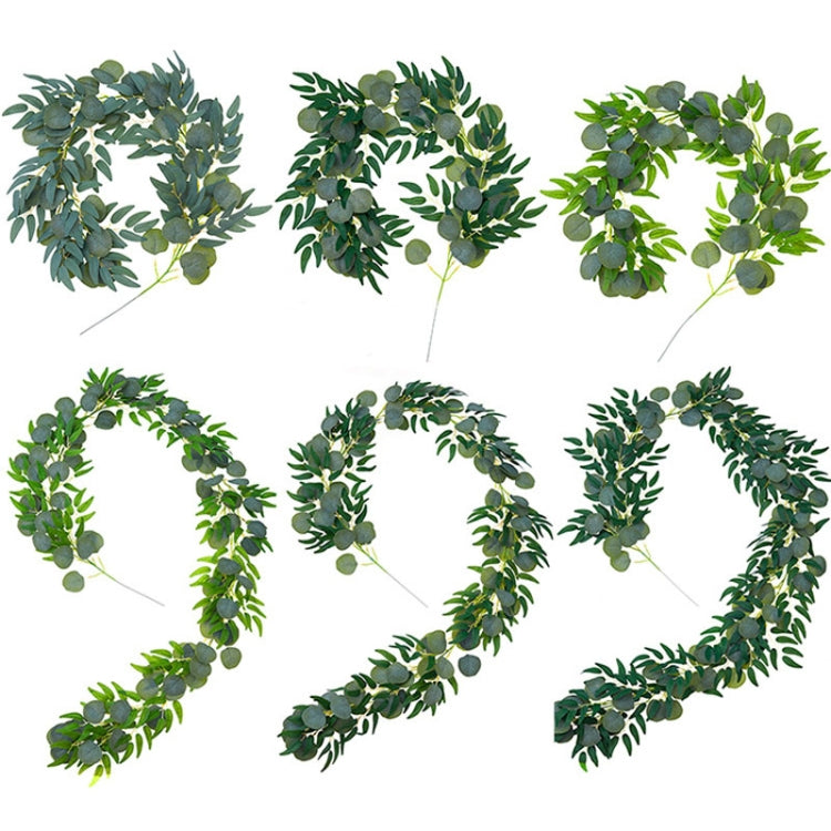 Artificial Greenery Eucalyptus Leaf Vine Simulation Rattan Home Decoration, Style: 2m Eucalyptus+5 Leaves Willow Green by bashfashion