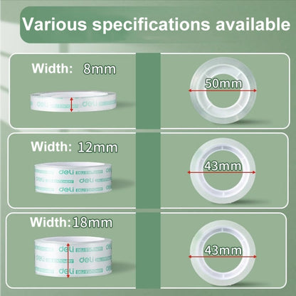 12 Rolls Width 0.8cm x Length 18.2m Deli Small High Viscosity Office Transparent Tape Student Stationery Tape by Deli