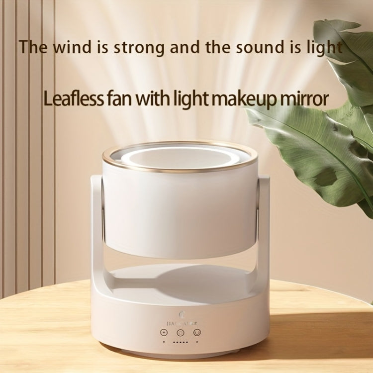 3 In 1 Multifunctional Desktop Fan with LED Light Cosmetic Mirror USB Plug Non-Oscillating by bashfashion