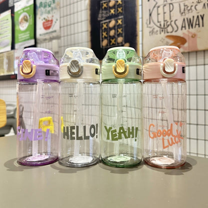 Student Portable Bouncing Straw Large Capacity Drop Resistant Plastic Cups, Style: 550ml Purple by bashfashion