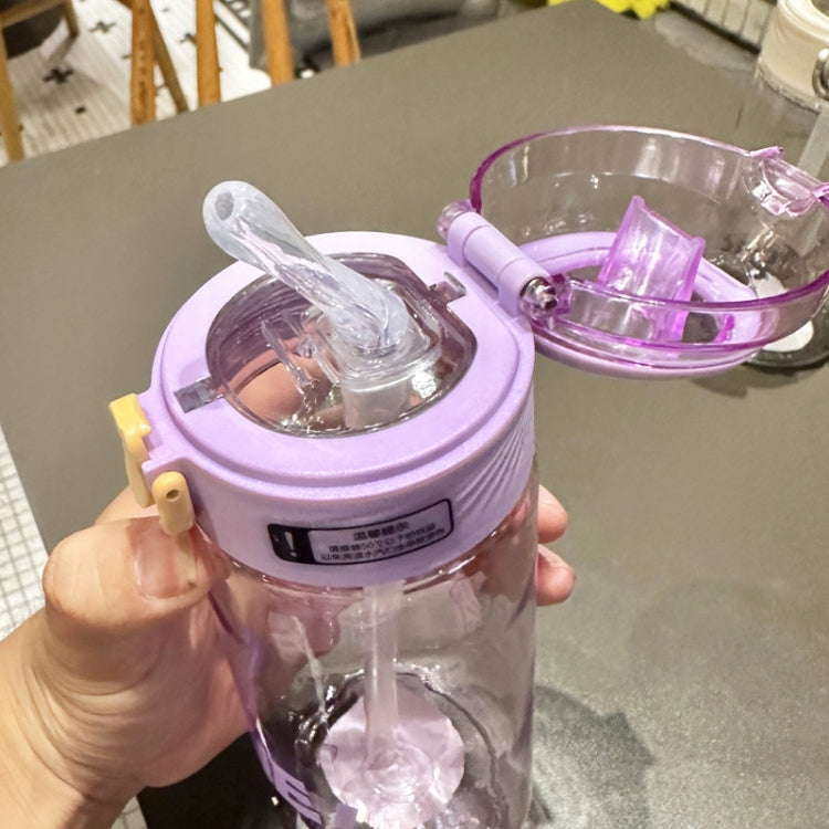 Student Portable Bouncing Straw Large Capacity Drop Resistant Plastic Cups, Style: 550ml Purple by bashfashion