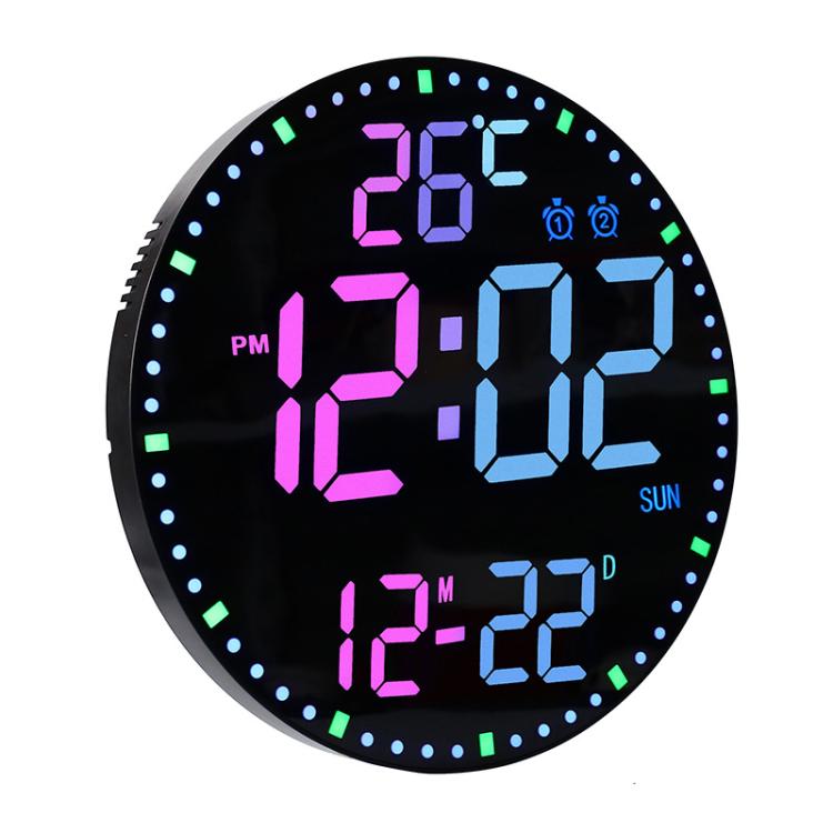 11.6-Inch RGB Wall Clock With Remote Control Multi-Functional Alarm Clock Bamboo+Cloth by bashfashion