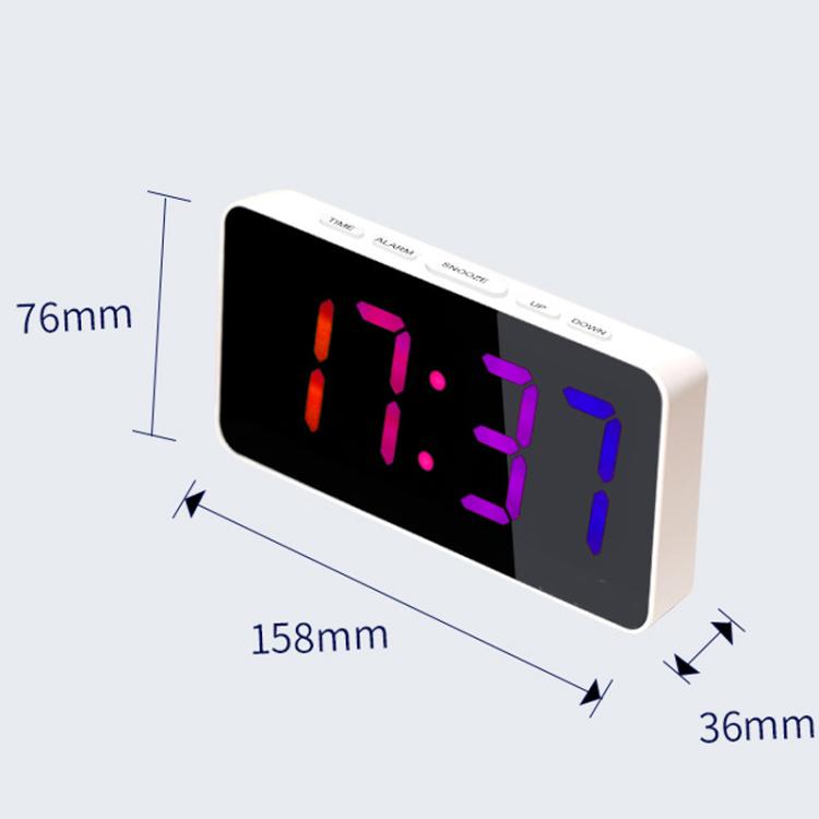 11 Colors Dynamic RGB Digital Alarm Clock 12/24H 6 Levels Brightness 2 Alarms Table Clock(Black Shell) by bashfashion