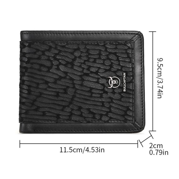 BULL CAPTAIN 07 RFID Anti-theft Top-layer Cowhide Multiple Card Slots Wallet(Black Cross Print) by BULL CAPTAIN