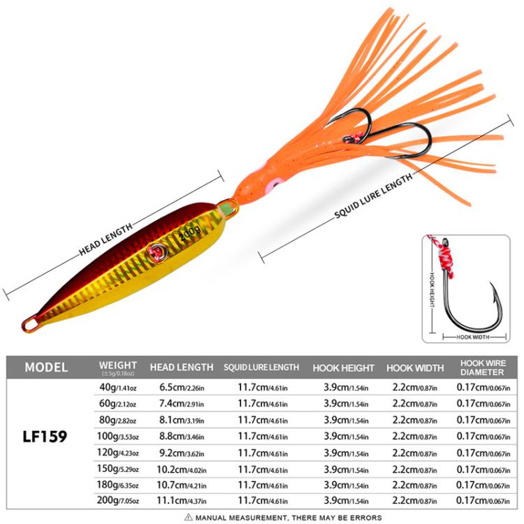 80G PROBEROS LF159 Luminous Bearded Squid Hook Slow Cranking Road Runner Iron Plate Bionic False Bait(D) by PROBEROS