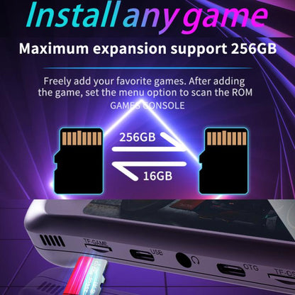 H36S 3.5 Inch IPS HD Screen Retro PSP Game Console Linux System GBA Handheld Video Game Console, Memory: 128G(Purple) by bashfashion